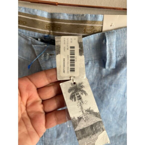 BOHIO Mens Linen Shorts Light Blue Casual Summer Waist Size 32 Inseam 9” - Picture 10 of 10